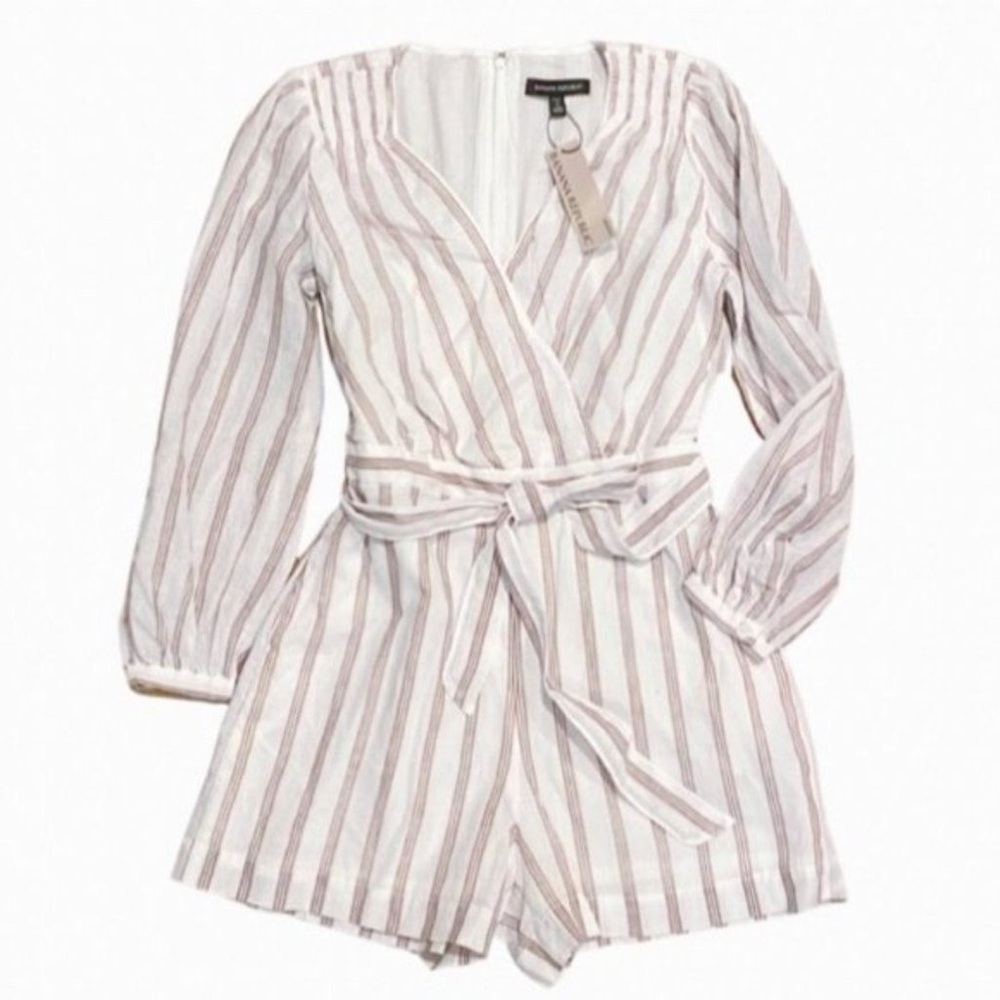 Striped Banana Republic Belted Shorts Romper (NWT)